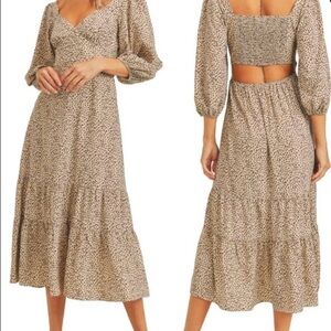 Lush Leopard Print Open Back Midi Dress